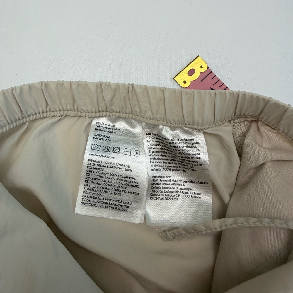 H&M Cream Parachute Cargo Pants XS Drawstring Lightweight Utility - Picture 11 of 14